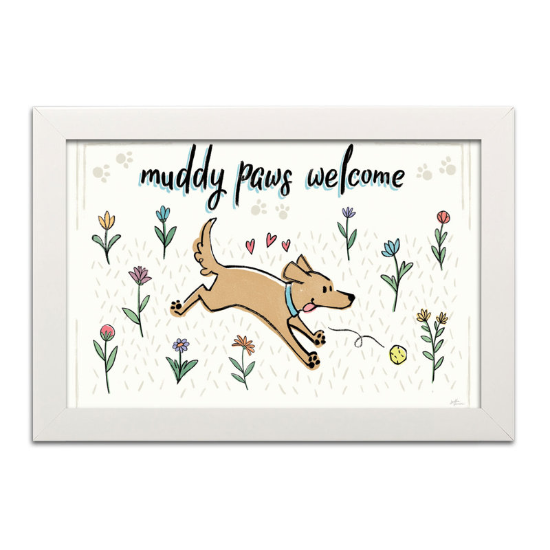 «Dogs in the Garden I», impression, Papier avec cadre noir, H 12 po x l 18 po x P 1,5 po