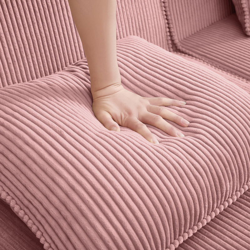 Canapé modulaire sans accoudoirs avec sièges profonds, confort semblable à un nuage, coussins décoratifs et tissu en velours côtelé pour des moments de détente en famille