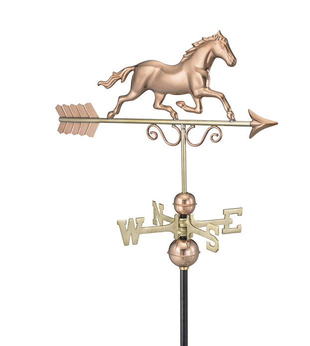 33'' H Metal Animals Weathervane, Polished Copper