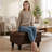 Rectangular Storage Ottoman , Faux Leather Footrest With Hinged Lid, Coffee Table Stool For Living Room, Bedroom, Entryway, Brown-729512017