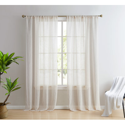 Hailey Faux Linen Sheer Curtain Panels