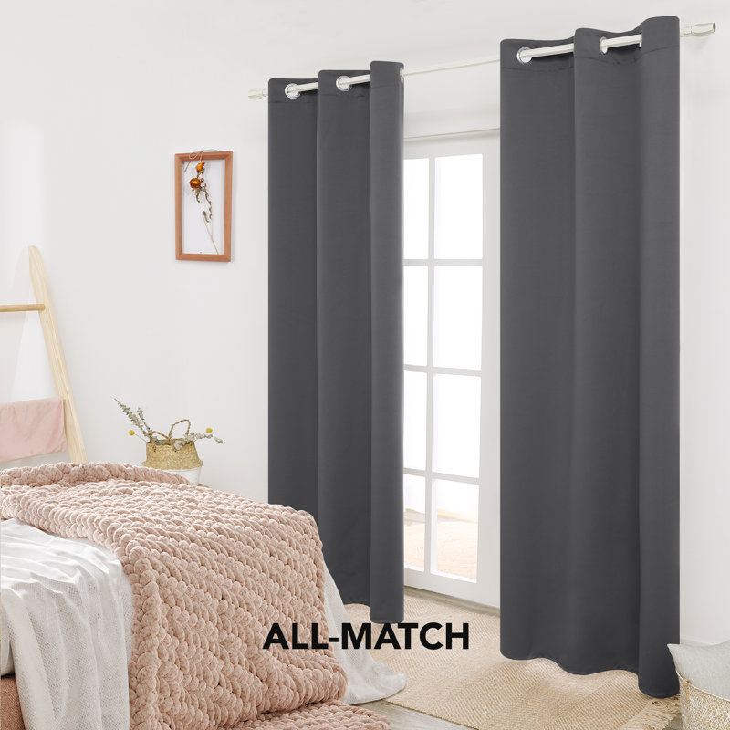 Lompoc Room Darkening Grommet Curtain Panels, Dark Gray, 42" W x 108" L