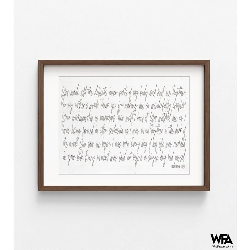 «Psaume 139» par Marla Rae, affiche encadrée Psaume 139: 13-16, reproduction de verset biblique rustique, impression encadrée de décoration murale encadrée
