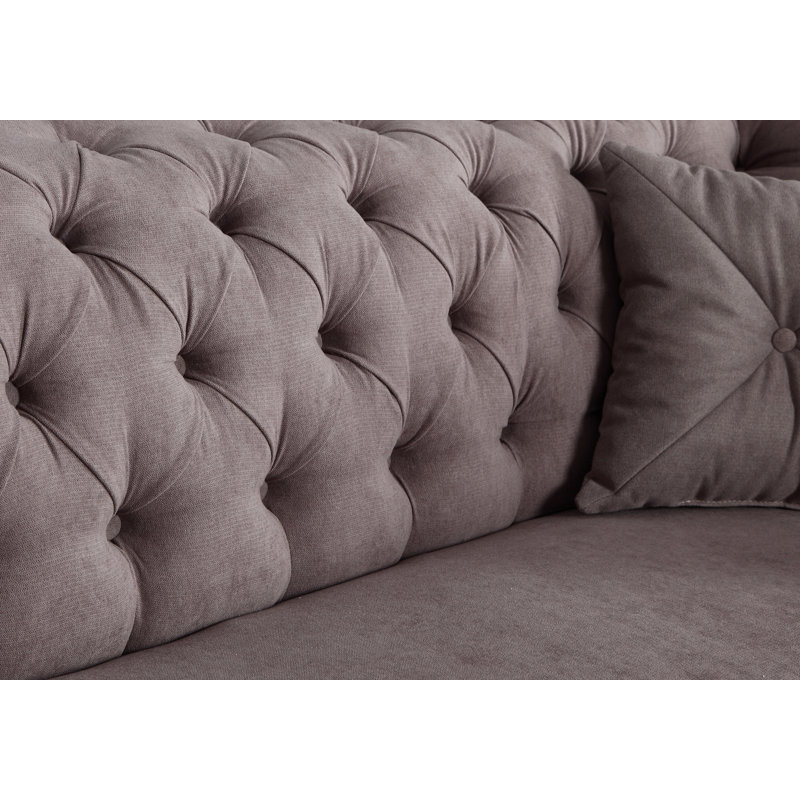 Velvet Sofa, Grey/Brown/Blue, No