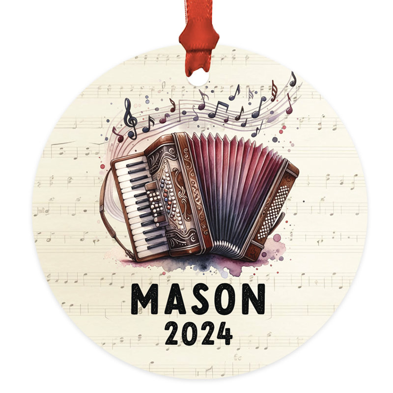 Ornement de Noël personnalisé en accordéon en métal pour accordéoniste, Yes