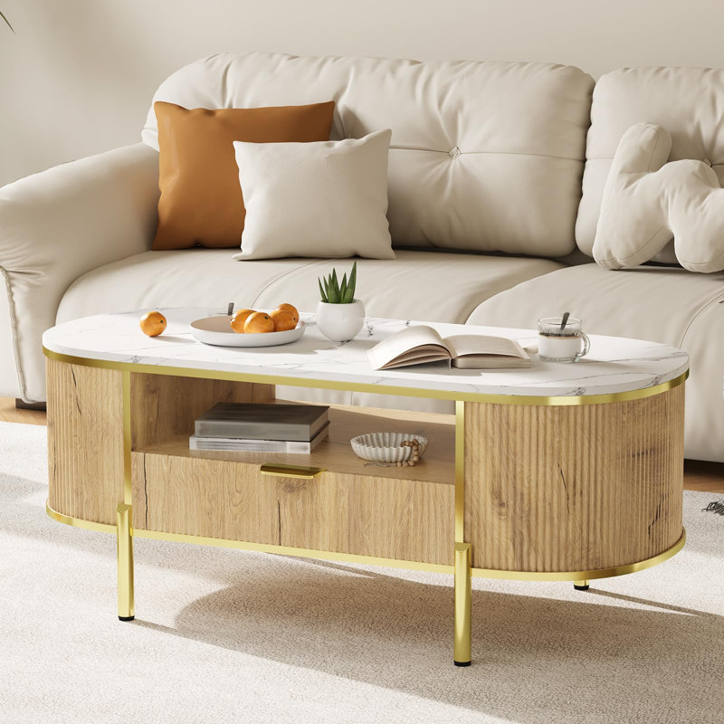 Coffee Table, White/Natural