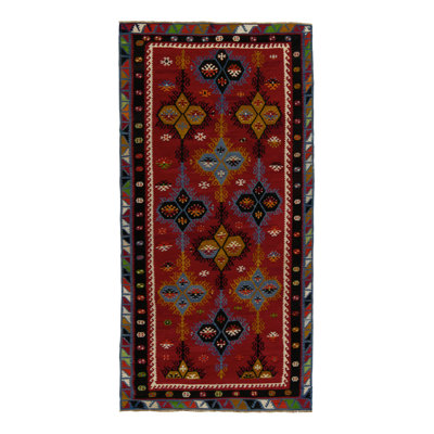 Wool Geometric Area Rug in Brown/Black