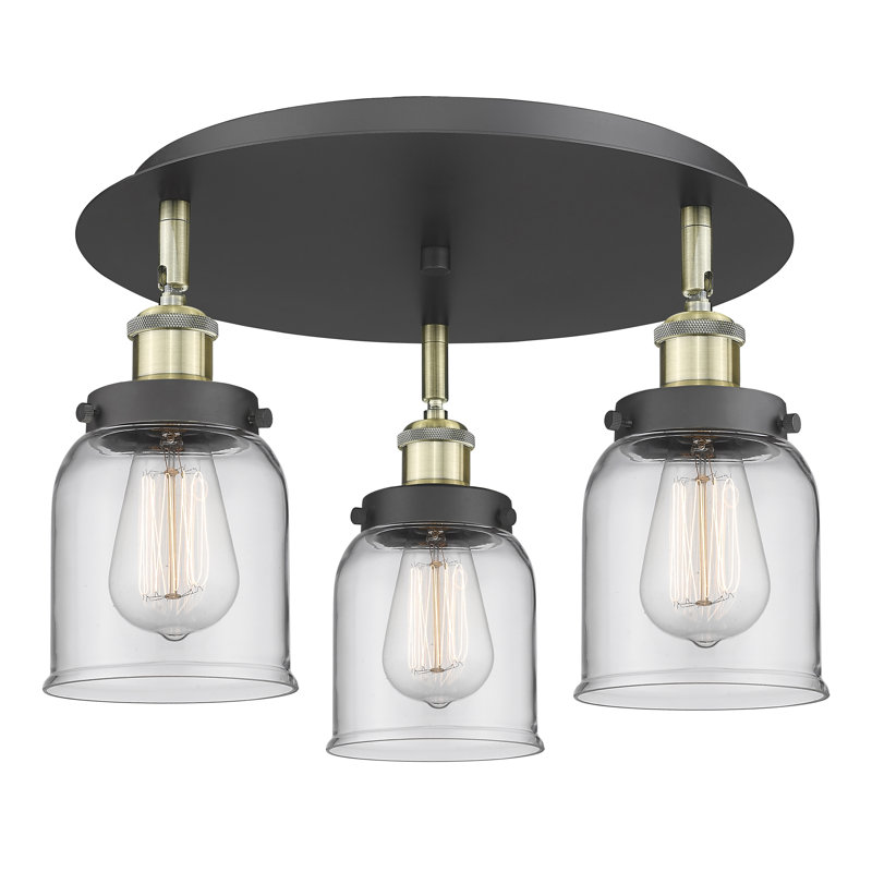 Bejtullah Glass Flush Mount, Clear, Black Antique Brass