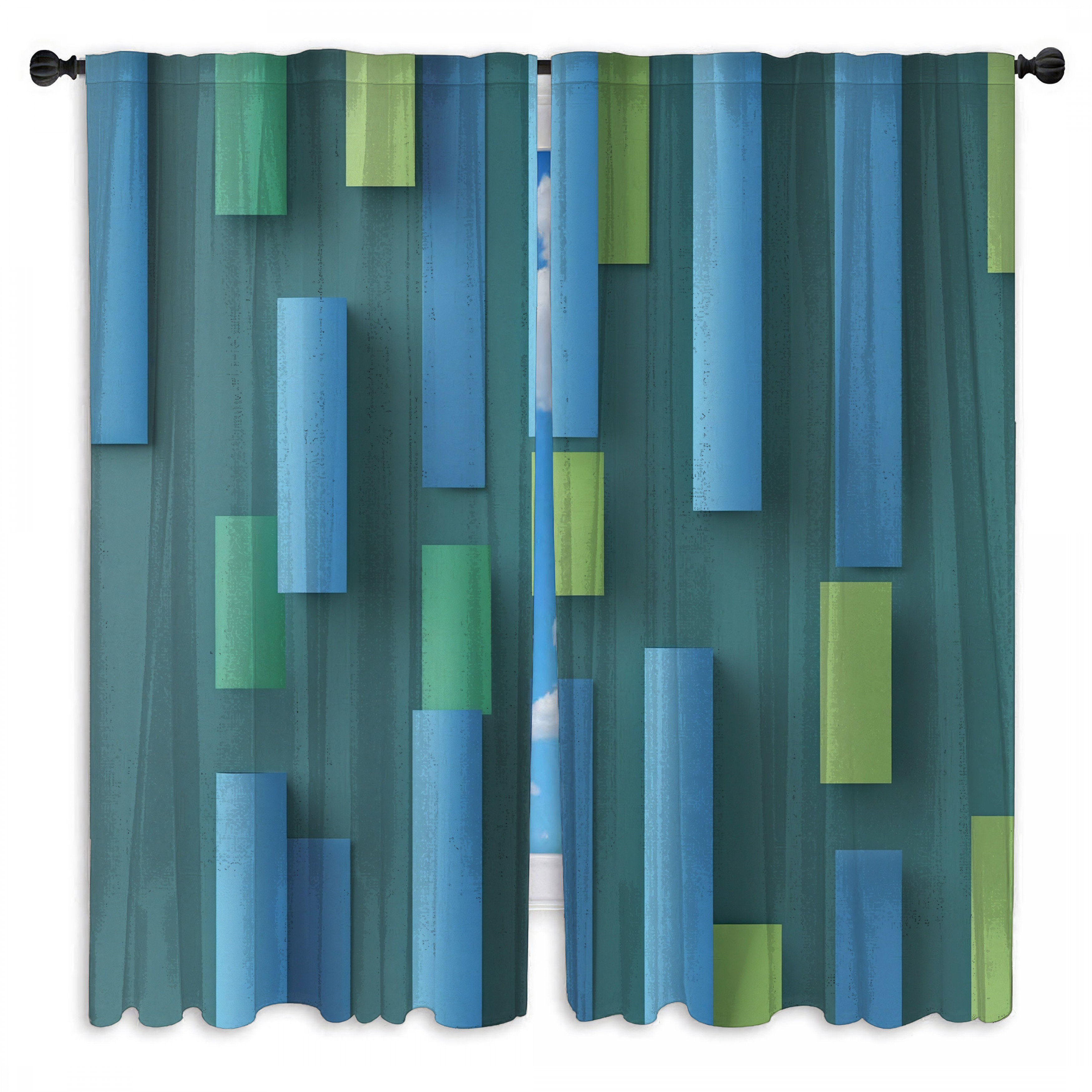 Rectangular Curtains East Urban Home Rectangular Abstract Blocks Window Curtains Geometric ...