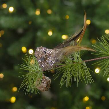 Northlight 6.75 Gold Sequined and Glittered Clip-On Bird Christmas Ornament