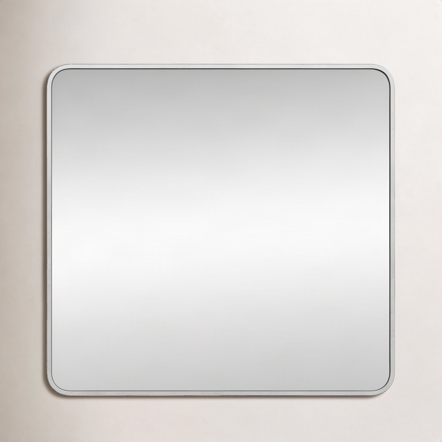 Sabine Metal Rounded Rectangle Wall Mirror, 36" x 36", Silver