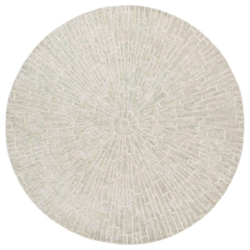 Marquee 507 Hand Tufted Wool; Cotton Starburst Rug in Light Green/Beige, Round 6'