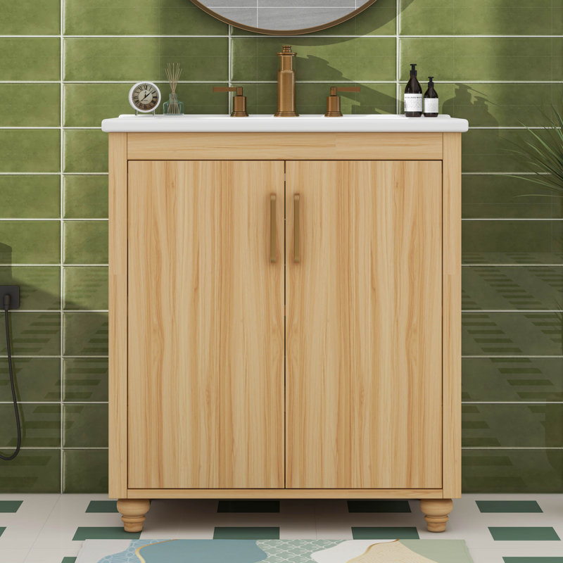 Meuble-lavabo 30 po avec lavabo, portes de rangement et tiroir multifonctionnels