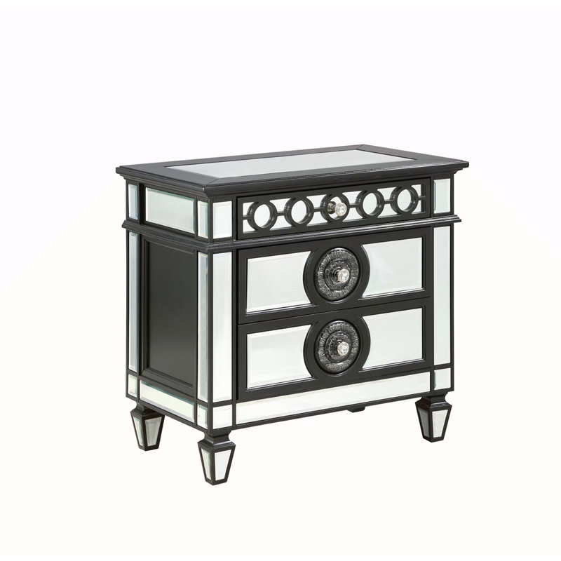 Table de chevet miroir et argent