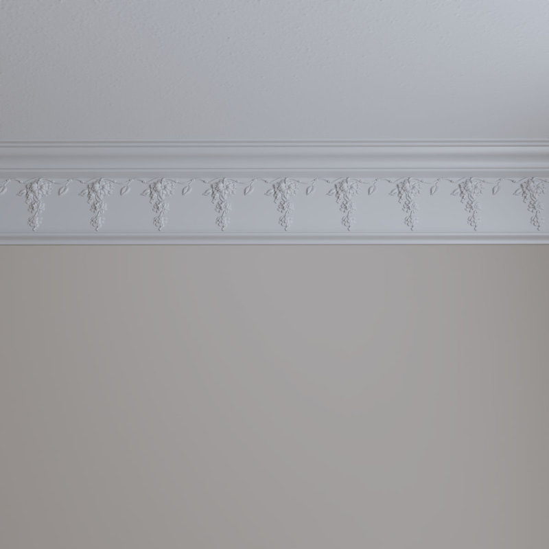 Primed Polyurethane Flower Drop Crown Moulding 94.5"