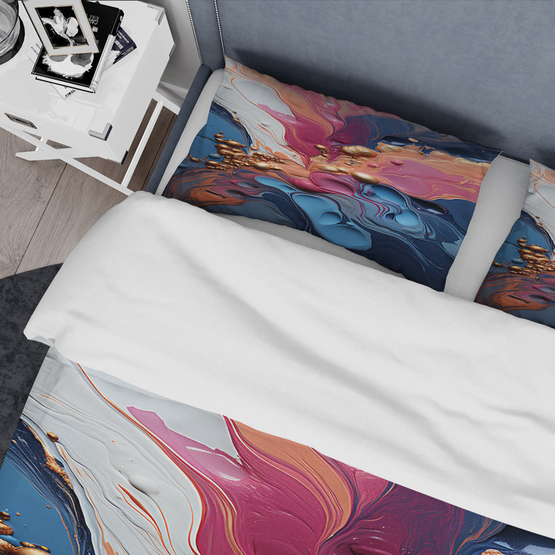 Ensemble de housse de couette Trippy, Housse de couette pour grand lit et 2 taies décor