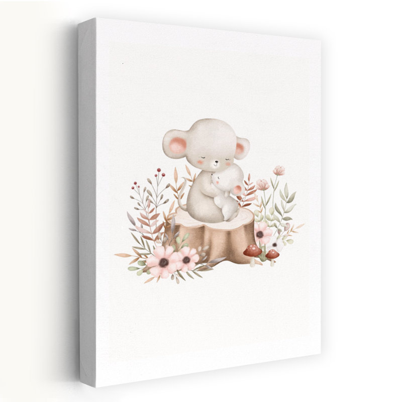 Sweet Woodland Embrace Abstract Contemporary Animal Forest Wall Art Print, 152.4cm H x 101.6cm W