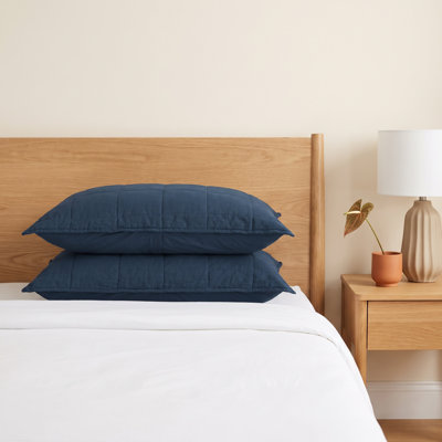 French Linen Box Stitch Quilted Sham Set