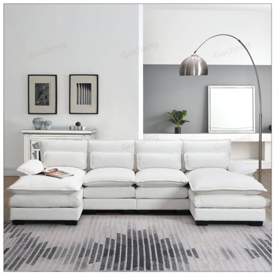 Canapé modulaire moderne en forme de U avec coussins de taille, mobilier symétrique rembourré à 6 places, canapé-lit avec méridienne pour le salon et l’appartement