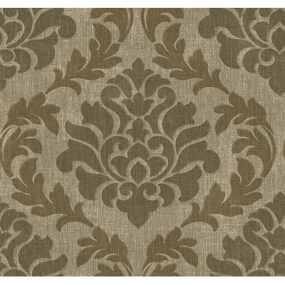 Papier peint damassé métallique taupe Seabrook Designs