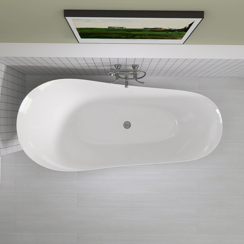 51 po X 28,38 po Baignoire de trempage autoportante en acrylique avec baignoire chromée et drain en chrome