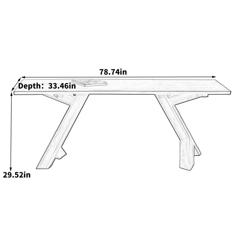 Amariyae simple home rectangular dining table, 29.52"H x 78.74"L x 33.46"W