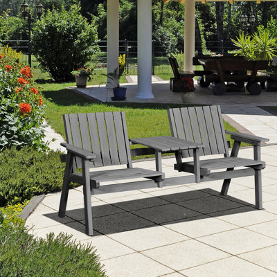 Ganzi Wooden Garden Loveseat Bench 2-Seater Grey