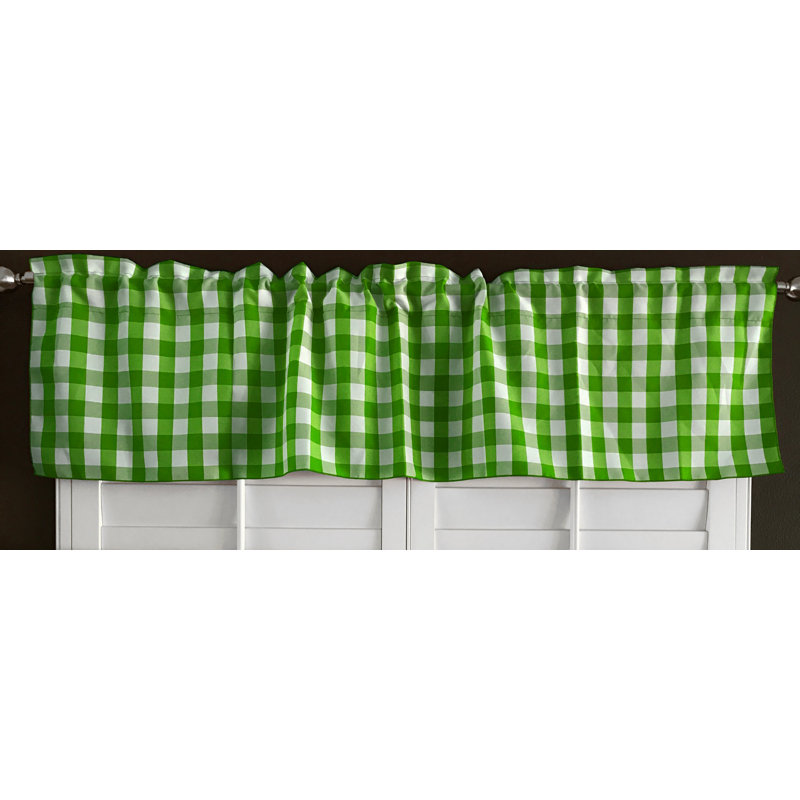 Cantonnière sur mesure l 58 po Haideh Gingham, L 58 po x L 32 po, Vert lime