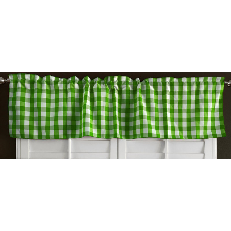 Cantonnière sur mesure l 58 po Haideh Gingham, L 58 po x L 14 po, Vert lime