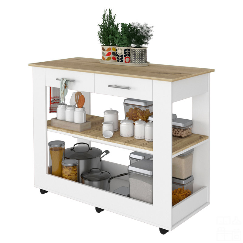 2-Drawer 2-Shelf Kitchen Island
