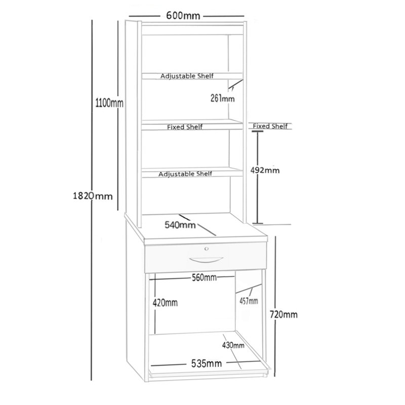 Nero 182.8cm H x 60cm W Printer Stand, White