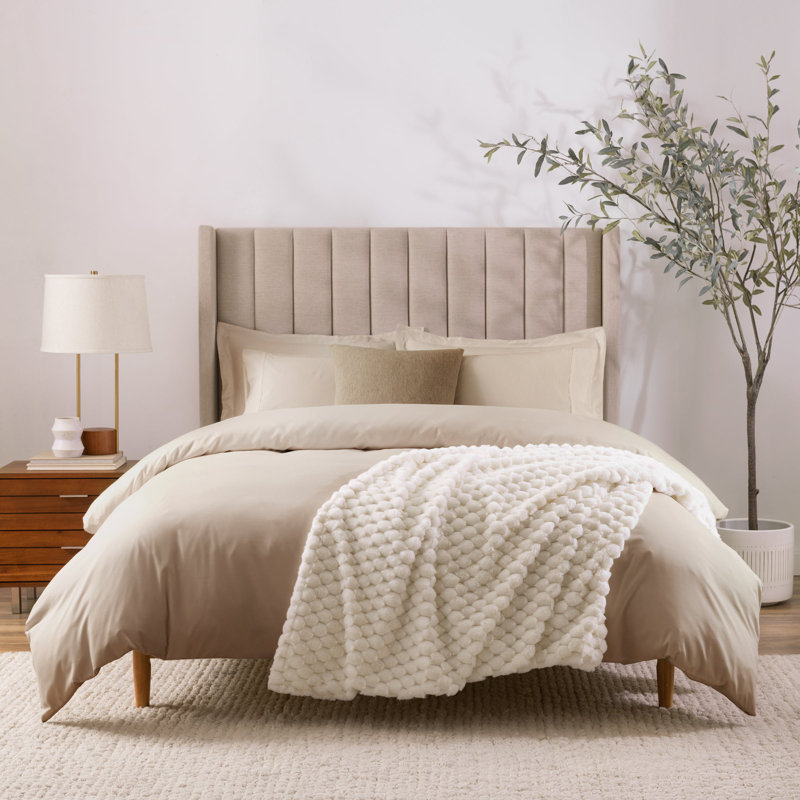 Ivory Faux Fur Reversible Throw Blanket 50x70