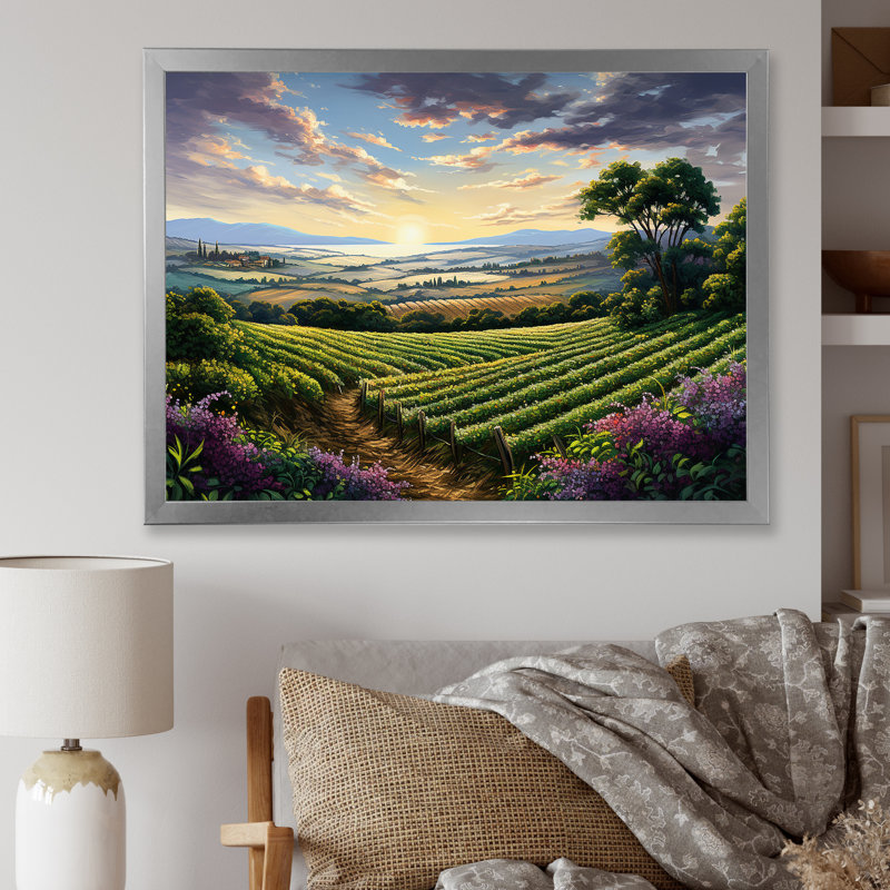 «Vineyard Charm», impression sur toile, Cadre simple argenté, H 24 po x l 32 po x P 1 po