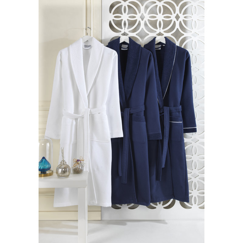 Peignoir monogrammé gaufré en coton turc, Z, Marine