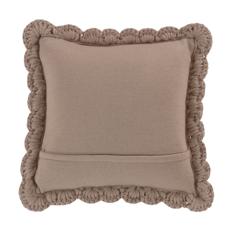Taupe Chunky Knit Square Acrylic Throw Pillow