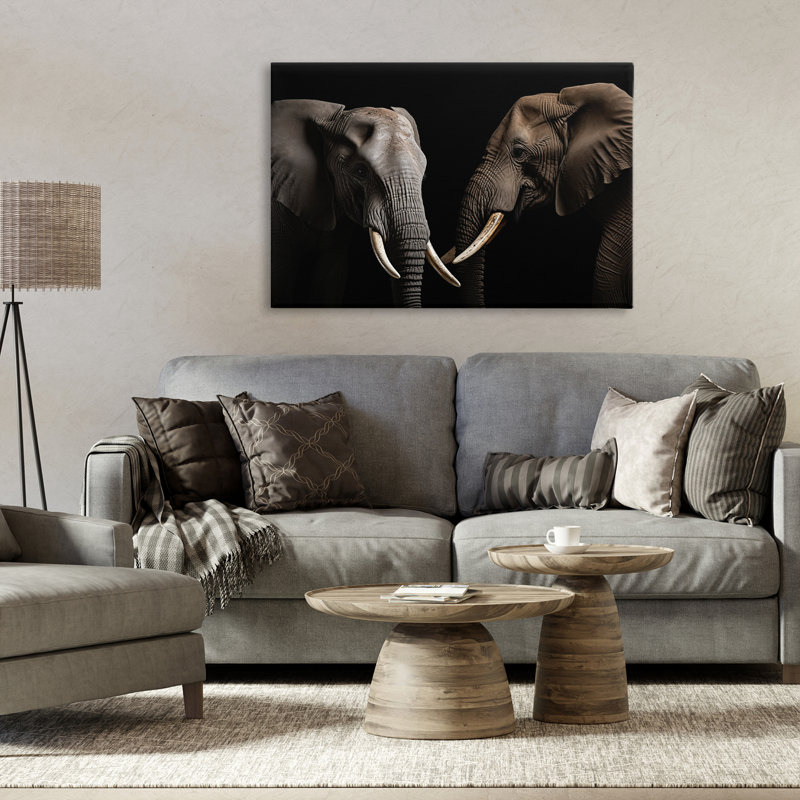 Paire d'éléphants Pachyderm, conception par Decent Exposures, H 20 po x l 30 po