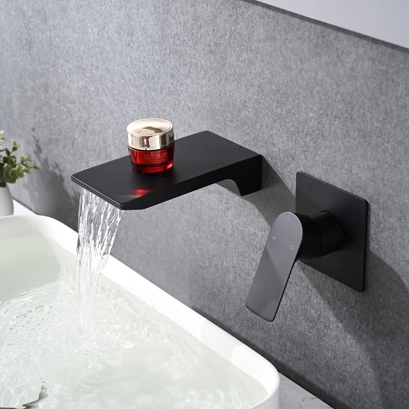 Robinet de baignoire mural à 2 trous avec robinets de baignoire cascade à une poignée et robinets en acier inoxydable avec robinet