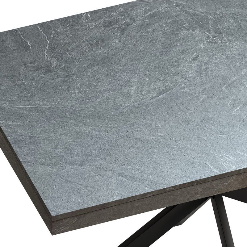 Retro Rectangular Stretch Dining Table, Black/Gray