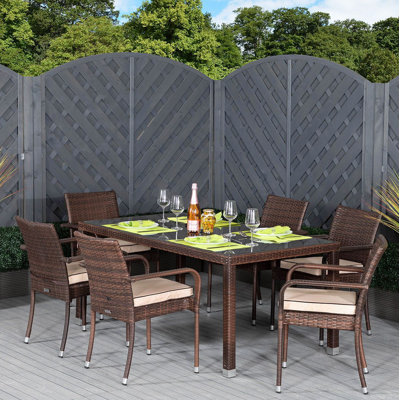 Farley 6 - Person Rectangular Patio Dining Set with Cushions included