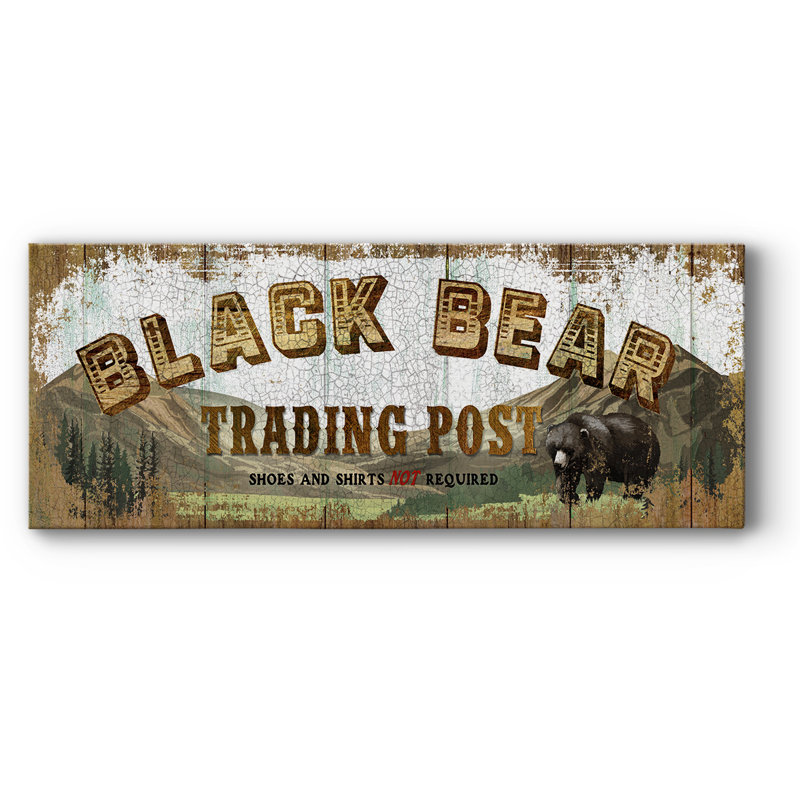 Black Bear Trading Post sur impression sur toile, H 24 po x l 60 po x P 1,5 po