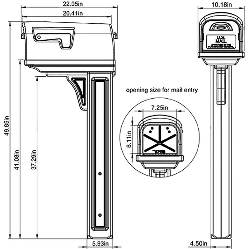 Classic Black Double-Walled Plastic Mailbox and Post Combo