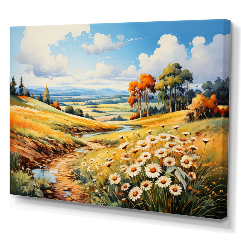 «Meadow Sunflower Symphony» sur toile, H 34 po x l 44 po x P 1,5 po, Toile tendue
