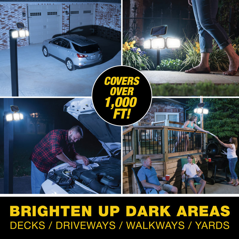 Bell+Howell Bionic Solar Powered Floodlight Max, Motion Activated, Wide Angle, and Weather Resistant