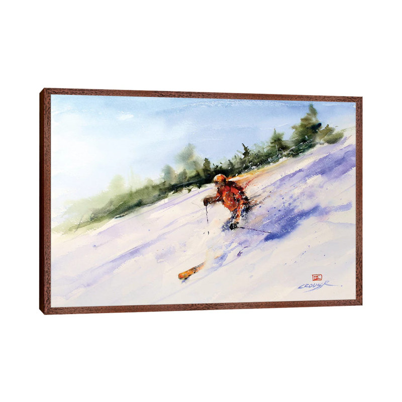 Downhill Master by Dean Crouser - Painting on Canvas, 66.04 cm H x 45.72 cm W, Classic Brown Wood Framed