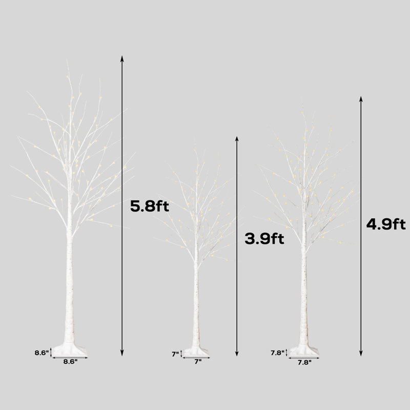Arbre de Noël artificiel en bouleau 3 lumières DEL