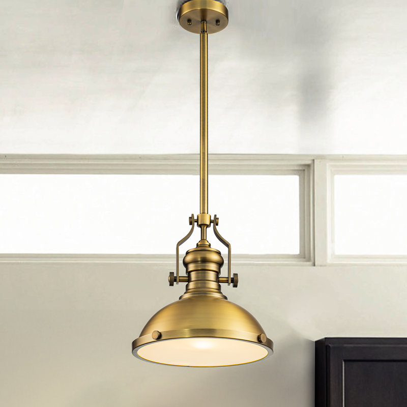 Luminaire suspendu en forme de dôme industriel 1 lumière 13 "à 1 lumière pour îlot de cuisine, Laiton antique