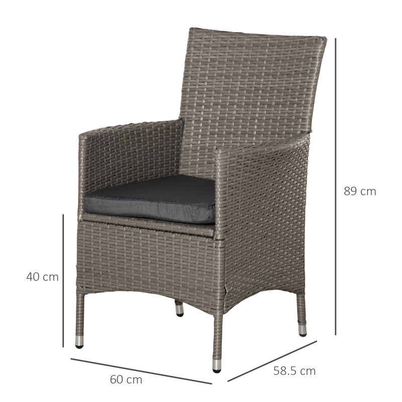 Gamino Patio Dining Side Chair with Cushion, Grey