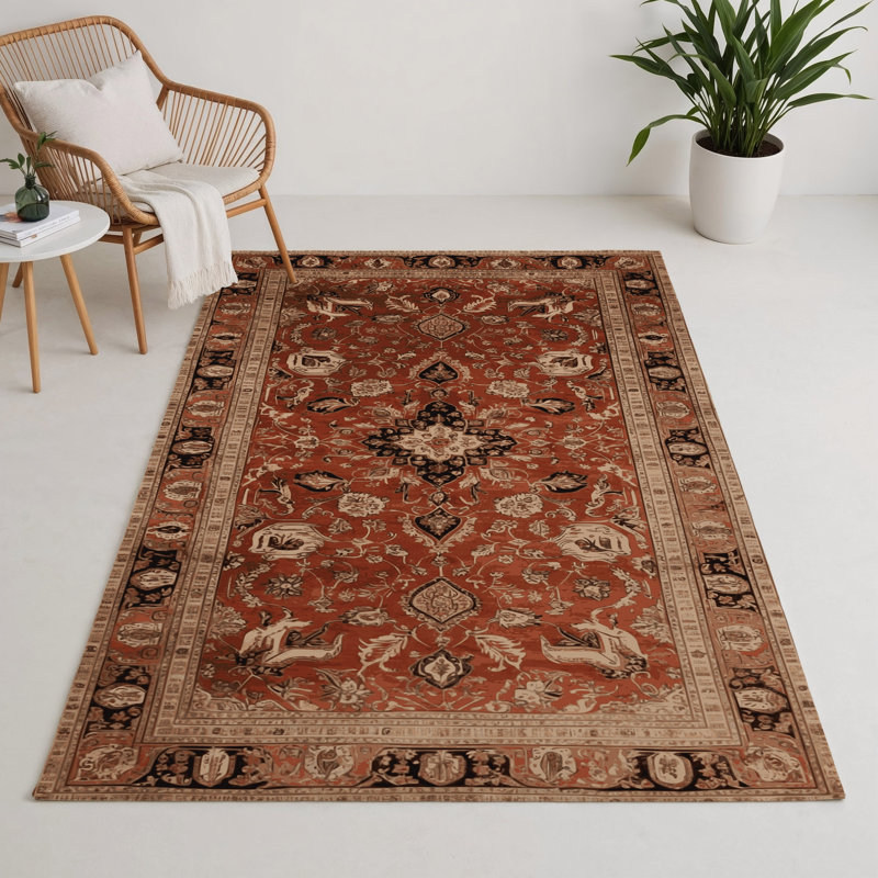 Tapis d'intérieur et d'extérieur brun Persian, Rectangle 9 pi x 12 pi