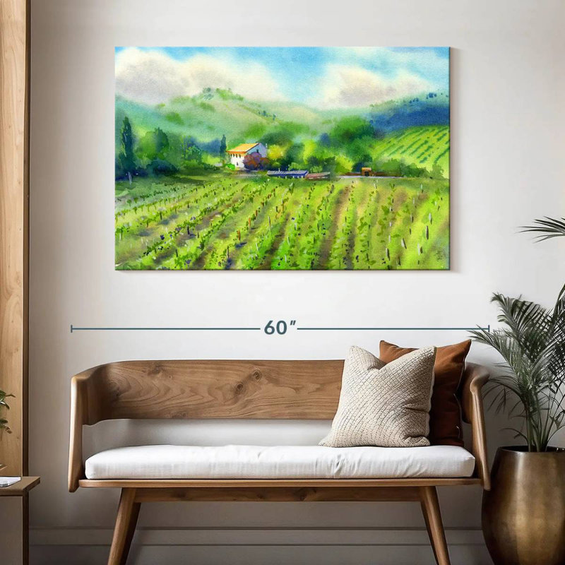 Paysage viticole, H 32 po x l 48 po