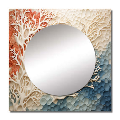 Alyzabeth Coastal Coral Collage I - Coral Under Water Square Living Room Wall Mirror Art